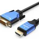 BlueRigger HDMI to DVI Cable (50FT, High-Speed, Bi-Directional Adapter Male to Male, DVI-D 24+1, 1080p, Aluminum Shell) - Compatible with Raspberry Pi, Roku, Xbox One, PS5/PS4/PS3, Graphics Card