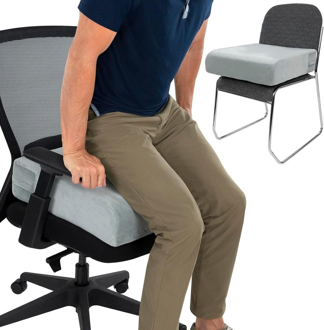 Vive Seat and Chair Cushion - Easy Rise for Elderly for Office, Wheelchair, Desk, Car & Couch - For Computer Use - Foam Sofa Pad With Cover - For Adults/Seniors - Relief for Back, Tailbone or Sciatica