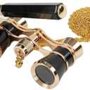 BOSTRON 3X25 Opera Glasses Binoculars Compact with Adjustable Handle & Chain, Portable Vintage Theater Glasses Mini Binoculars for Adults Women Kids for Music Concerts Opera Houses Cinema（Black）