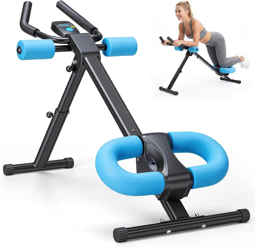 DUMOS Ab Workout Equipment for Home Gym, Exercise Machine Abs Trainer, Full Body Fitness System Adjustable for Abdominal Stomach Training, LCD Display, Knee Protection