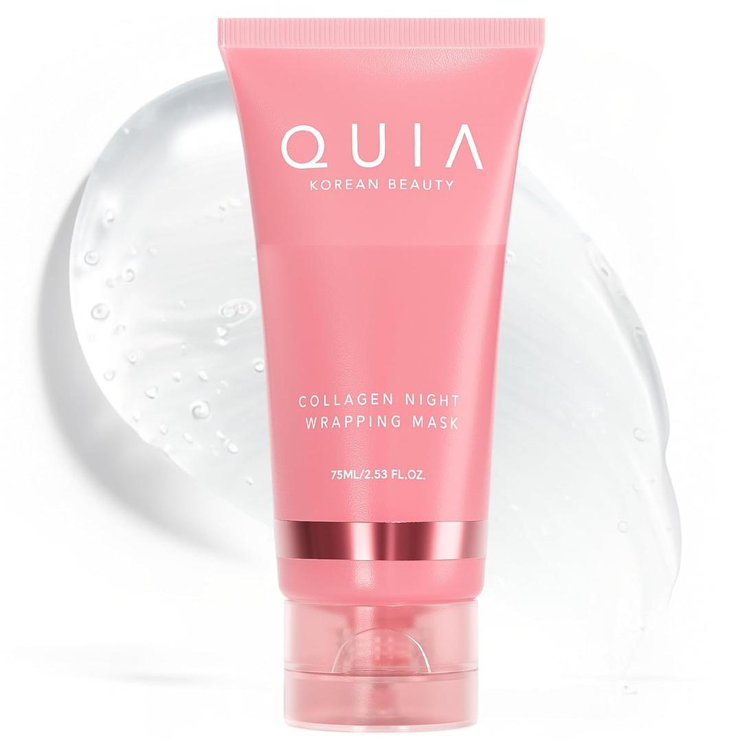 QUIA Overnight Collagen Wrapping Mask  Wake Up with Firmer, Hydrated Skin  Easy Peel-Off Formula  Korean Skincare for Radiance and Elasticity  For All Skin Types, 75ml