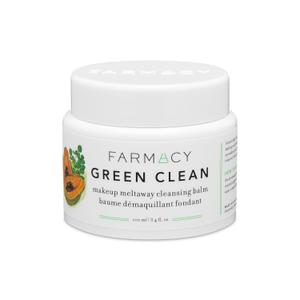 Farmacy Makeup Remover Cleansing Balm - Green Clean Waterproof Makeup Remover + Oil Based Cleanser - Gentle Exfoliating Double Cleanser - Melts From Balm to Milky Lather (100ml) (3.4 Ounce (Pack of 1))