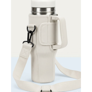 B•WELL Water Bottle Sling Bag. Adjustable Strap, Universal Fit for 30/40 oz Bottles, White