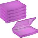 PATIKIL 5x7 Photo Storage Box, 4 Pack Photo Boxes Storage Photo Organizer Cases Storage Container Picture Boxes Plastic for 5x7 Pictures Sticker Scrapbook Craft Keeper, Purple