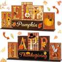 Amyhill Thanksgiving Decoration for Home Reversible Thanksgiving Table Decor Fall Tiered Tray Decor Thanks Giving Centerpiece Decorative Turkey Pumpkin Block Sign Gift Farmhouse for Home Kitchen