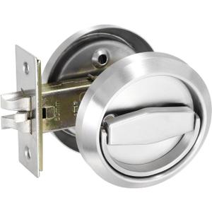 PATIKIL Round Recessed Door Lock, (Lock Length 3.5 Inch, Silver) (1 Set), Recessed Door Knob, Suit for - Walk-in Closet/Laundry Room/Corridor Door