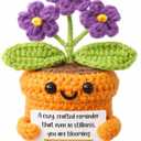 2 x Easter Gift  Handmade Crochet Potted Flower (Purple Blooms)  Cute Low-Maintenance Bedroom/Balcony/Wall Cabinet Decor, Easter Basket Stuffer, Unique Spring Ornament (Bloomed)