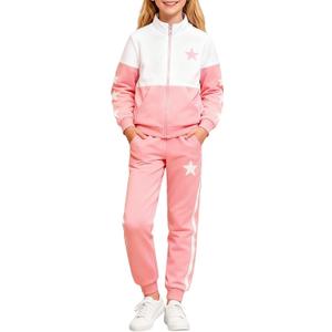 Girls Clothes 2 Piece Zip Up Sweatshirt & Pants Sweatsuit Set Fall Winter Outfits for Teen Tween Girls 6-12 Years