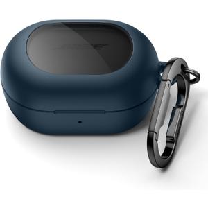 SURITCH Magnetic Cases for Bose New QuietComfort Earbuds (2024) Case Cover, Rugged Shockproof Protective Cover for Bose QuietComfort Earbuds with Magnetic Lok & Carabiner & Cleaning Kit, Navy