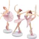 3 PCS Dancing Ballerina Girl Figurine, Ballerina Figurine Cake Topper, Pink Ballet Girl Figure Cake Decoration