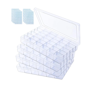 4 Pack Clear Plastic Organizer Box,24 Grids Clear Bead Storage Containers with Adjustable Divider,Clear Organizer Box for Bead Art DIY Craft Jewelry Fishing