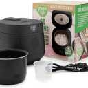 GreenLife Digital Rice Cooker, 2-Cups Uncooked/4-Cups Cooked, Removable Nonstick Ceramic PFAS-Free Pot, One-Touch Presets, Oats, Quinoa, Brown Rice, Auto Keep Warm, Fuzzy Logic Tech, 1.5QT, Black