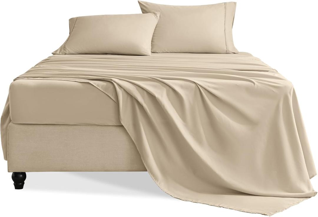 King Size Sheets Set, 4 Pieces Hotel Luxury Soft Microfiber Bed Sheets Set, Up to 16" Deep Pockets, Oeko-Tex Sheets with Elastic, Breathable, Wrinkle Free