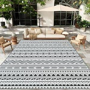WILDROOTS 5x8 Feet Klein Plastic Outdoor Rug, Stain Resistant Waterproof Reversible Outdoor Patio Rug, Fade Resistant Camping Rug