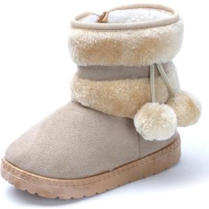 Girls Boys Snow Boots Warm Winter Booties Plush Shoes | Casual Fashion Anti-slip Soft Soled Ankle Boots Zip Booties Indoor Outdoor Walking Shoes for Baby Toddler Little Kid Big Kid