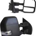 BOOLEE Towing Mirrors fit for 2017 2018 2019 2020 Ford F250 F350 F450 F550 Super Duty Turn Signal Light Temperature Sensor Heated Power Auxiliary Light Black Housing
