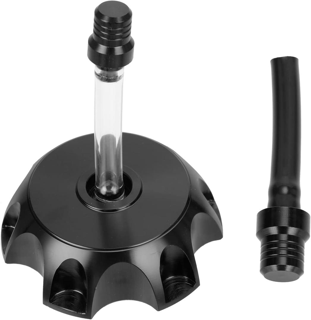 GREHUA Dirt Bike Fuel Cap Cover & Vent Hose Compatible with 50cc 70cc 90cc 110cc 125cc SSR110 SSR125 Pitster Probike TaoTao DB SDG DHZ WPB RPS KAYO YZ80 Pitbike Parts CNC Aluminum Black