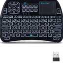 iPazzPort Bluetooth Mini Keyboard (IR Learning) Touchpad Mouse, Backlit 2.4GHz Wireless Keypad Remote Controller for Tablets, Smart TV,Fire Stick, Android TV Box KP-61SM (Bluetooth and 2.4G)
