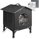 Heated Cat House for Indoor Cats in Winter, Waterproof, Fully Insulated Shelter for Stray and Feral Cats, Great for Cat Houses for Outdoor Cat and Cat Beds for Indoor Cats (BlackHeat, Small)