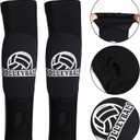 Obmwang 2 Pieces Volleyball Accessories Including Volleyball Knee Pads and Volleyball Arm Sleeves with Protection Pads and Thumb Hole for Women Girls Teens Volleyball Training