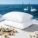 LIANLAM Goose Feather Down Pillows King Size Set of 2, 3-Chamber 5 Star Hotel Pillow for Deep Sleep, Soft Bed Pillows for Neck Pain Relief, Perfect for Side Sleeper, 100% Cotton Shell(2 Pack,20"x36")
