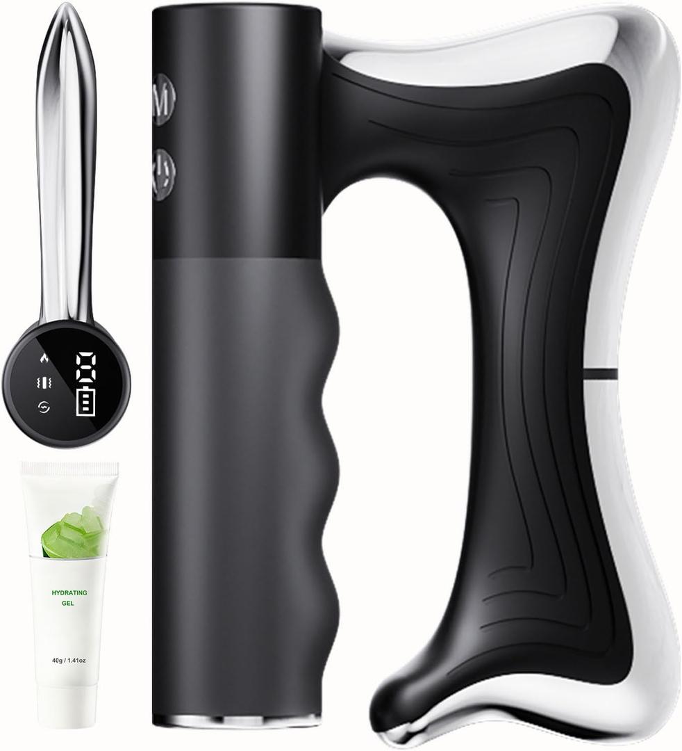 Heated Muscle Scraper Tool –Electric Fascia Knife Massager Heating and Vibration, Muscle Scraper Tool, Body Gua Sha Massage Tool, Fascia Tool Massage Tools for Deep Tissue(Black)