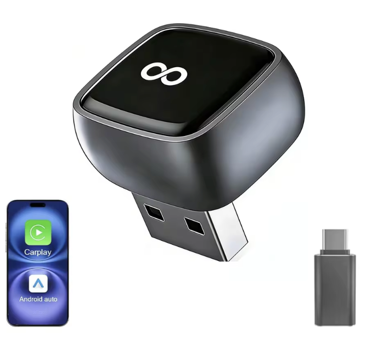2in1 Wireless CarPlay Adapter 2026 Support Apple CarPlay & Android Auto, Mini Bluetooth USB A & USB C Dongle Convert Wired to Wireless Compatible with iPhone & Android