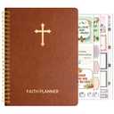 2026 Christian Planner - 12 Month Bible Journal and Prayer Planner A5 Spiral Bound, Monthly & Weekly Christian Organizer Gifts for Women Men (Brown)