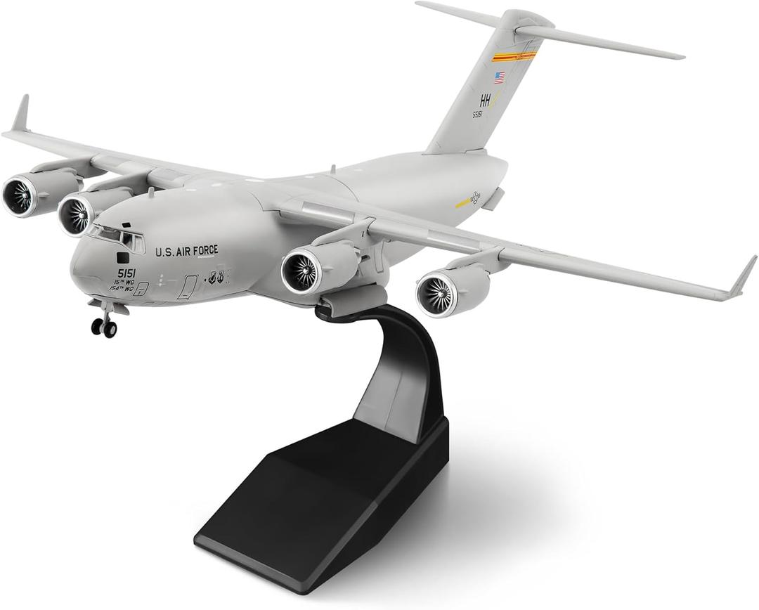 HANGHANG 1/200 Scale US Air Force C-17 Global Overlord Strategic Transport Aircraft Alloy Aircraft Attack Plane Metal Fighter Military Model Fairchild Republic Diecast Plane Model for Collection