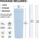 Volhoply 16oz Plastic Skinny Tumbler with Lid and Straw Bulk 8 Pack, Insulated Double Wall BPA Free Matte Acrylic Tumblers, Iced Coffee Travel Mug Reusable Party Cup, Gifts(Blue,8 Set)