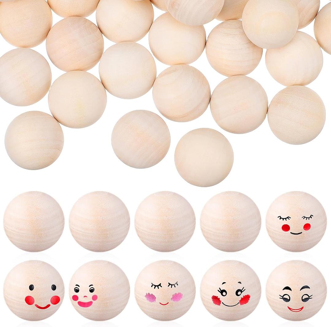 120Pcs Solid Wood Balls for Crafts 0.94 Inch Round Wooden Spheres Unfinished Wood Rounds for Painting Engraving Versatile Crafts