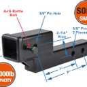 TOPTOW 64121 2-inch Receiver Trailer Hitch Extension Riser with 2-inch Rise/Drop, Solid Shank, 10000lbs Capacity, Anti-Rattle Bolt
