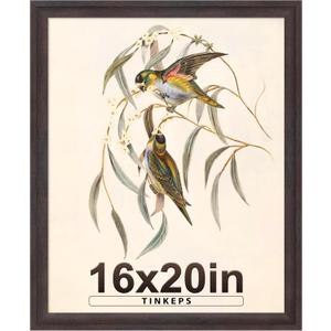 16x20 Frames as Poster Frames, 1.37-In Wide MDF Frame with Plexiglass, 16 x 20 Picture Frames for Wall, Walnut Brown