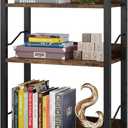 Hosfais Book Shelf Small Bookshelf: 3-Tier Wood Bookcase Industrial Bookshelf with Edge Protection Metal Narrow Bookcase Storage Organizer Display Rack for Bedroom Home Office (Rustic Brown)