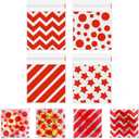 Valentines Cellophane Treat bags(4x4 Inch) 100 PCS Red Polka Dots Star Stripe Self Sealing Cookie Treat Snack Goodie Candy Goody Gifts Bags for Graduation Birthday Valentines Party Favors Supplies Wrap