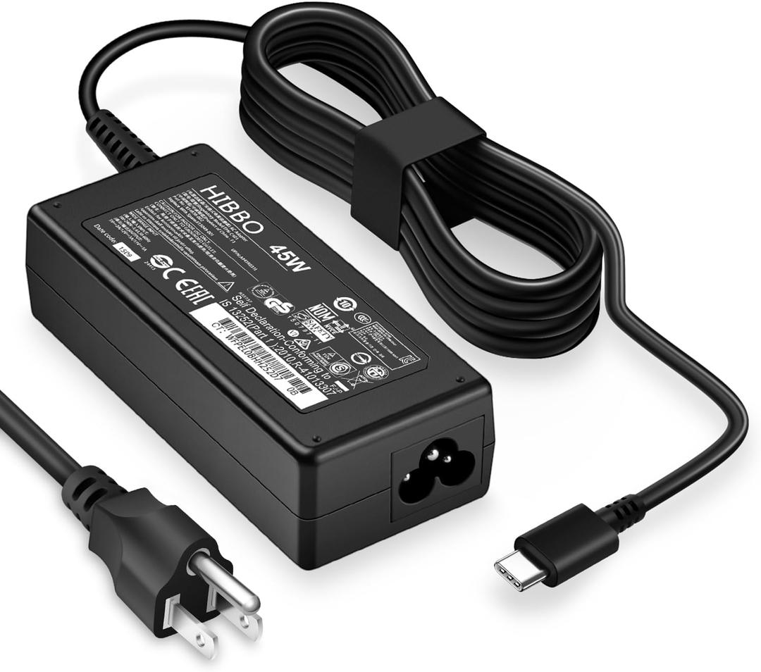 Chromebook Charger USB C Laptop Charger Compatible with HP, Lenovo, Dell, Acer, Asus, Samsung, Google Type C 45W Universal Power Adapter