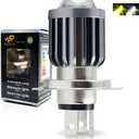 YSY 1pcs H4 LED Motorcycle Headlight Bulbs Hi Lo beam Motorbike 3000K Yellow 6000K White Scooter ATV Accessories Condensing Len Fog Lights (H4, White and Yellow)