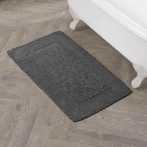 Laura Ashley Ruffle Border Dark Grey 27"x 45" 100% Cotton Bath Rug (2'3" x 3'9" (Rectangular))