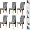 Chair Covers, Dining Room Chair Covers Set of 6, Stretch Chair Covers for Dining Chairs, Removable Washable Dining Chair Covers for Home Kitchen Banquet Hotel Ceremony (Dark Grey)