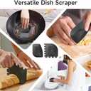 SUBEKYU Cast Iron Scrubber with Silicone Handle, Stainless Steel Skillet Cleaner for Cast Iron Pans (Gray Scrubber + Scraper)