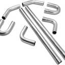 2.5'' Mild Steel Custom Exhaust Kit Tubing Mandrel Bend Pipe Straight & U-Bend 16 Gauge Universal, 8Pcs