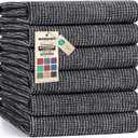 Mordimy Premium Kitchen Towels 6 Pack (18 x 28 Inches, Black), Large Cotton Kitchen Hand Towel, Flat & Terry Dish Towels for Drying Dishes, Super Absorbent Tea Dishtowels Set with Hanging Loop