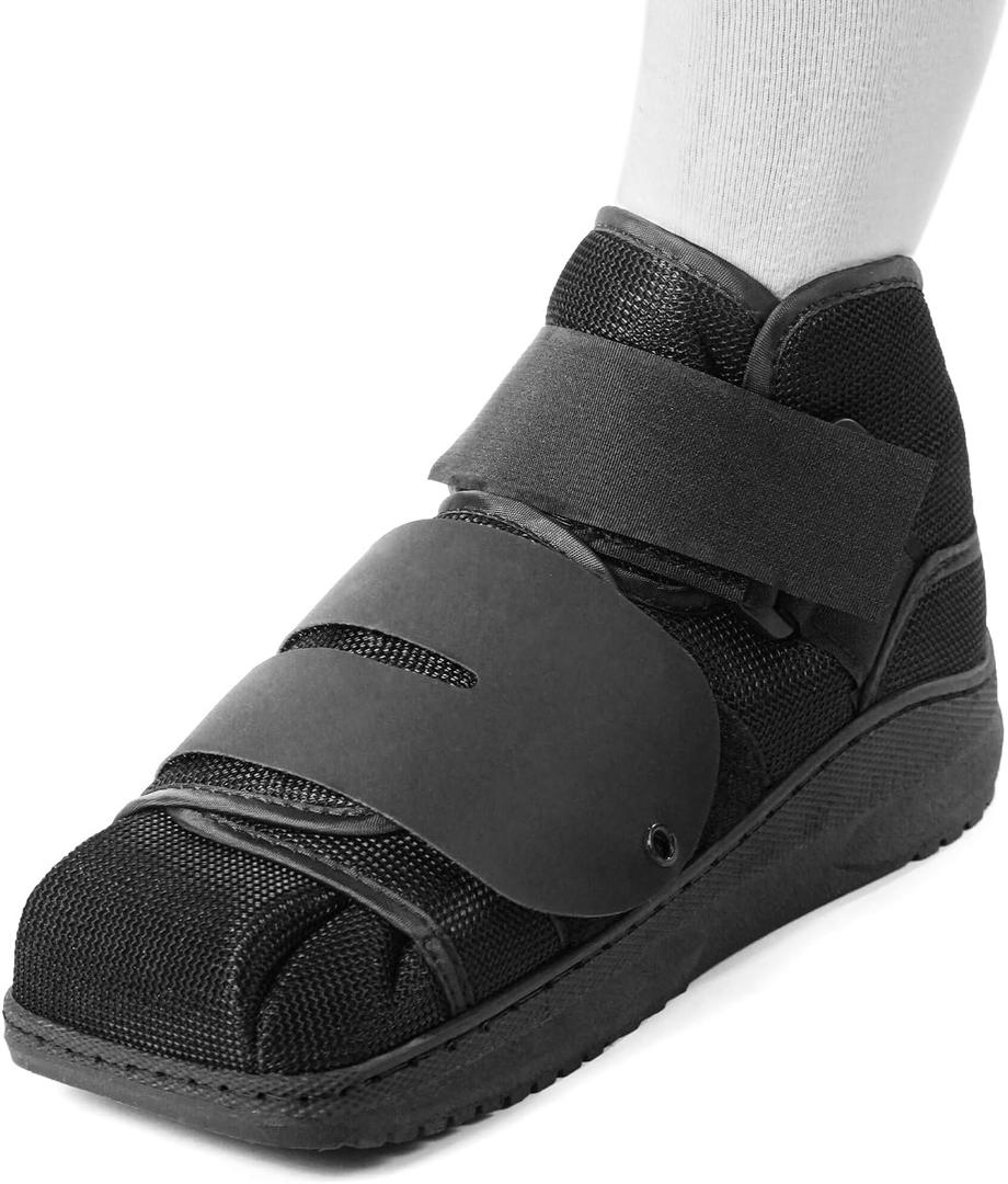 Closed Post Op Shoe, Post Op Shoes, Fracture Medical Walking Shoes for Men and Women-Post Surgery or Operation Foot Support, Broken Foot or Toe, Squared, Medium (Black)
