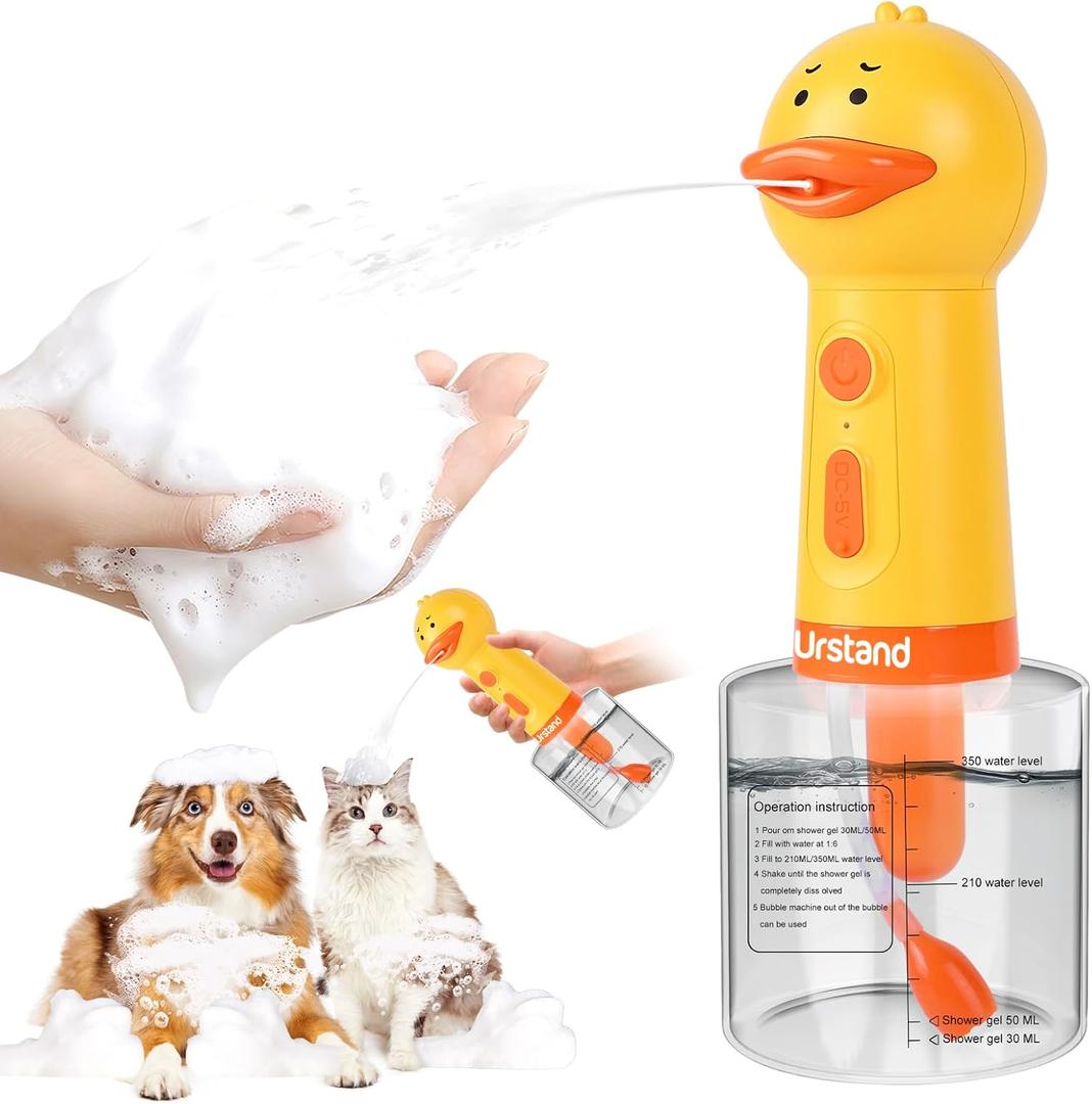 Dog Foaming Soap Dispenser, Automatic Electric Dog Shampoo Foamer Sprayer, Rechargeable Ducky Foaming Dog Shampoo Sprayer for Dog and Cat Bathing, Bathroom, Kitchen, Pet Cleaning