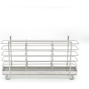 Utensil Holder, 304 Stainless Steel Rust Free Cutlery Utensil Holder, 3 Divided Compartments Silverware Organizer Rack, with Hooks Removable Drying Rack for Kitchen Organization(Silver)