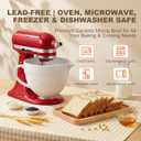 5 QT Ceramic Mixer Bowl Compatible with KitchenAid Tilt-Head Stand Mixers 4.5-5 Quart, Food-Grade Polished Mixing Bowl with Anti-slip Handle & Secure Locking Clasp, Microwave & Oven Safe