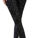 Sparkly Leggings for Women, High Waisted Starry Sky Print Sparkle Pants, Casual Stretch Skinny Legging for Party Holiday (M)