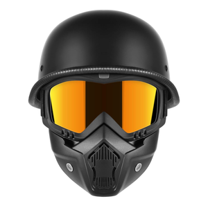 Motorcycle Half Helmets with Face Shield, German Style Motorcycle Helmet for Adult Men Women, DOT Approved Retro Half Shell Helmet for Moped Cruiser Scooter M