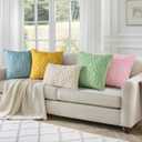 decorUhome Summer Throw Pillow Covers 20x20 Inch Set of 2, Soft Plush Faux Wool Aqua Solid Couch Pillow Covers, Accent Farmhouse Neutral Square Pillow Cases for Sofa Bed Living Room