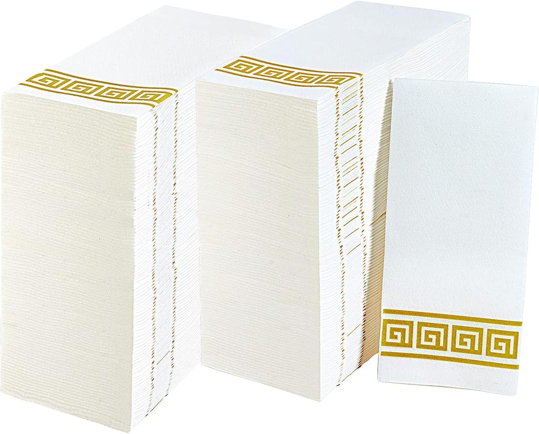 LITOPAK 200 Pack Paper Hand Towels for Bathroom, Guest Towels Disposable, and Paper Napkins Disposable for the Bathroom, Kitchen, Wedding, Party, and Dinner(Gold)